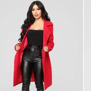 Fashion Nova Upper East Side Coat in Red